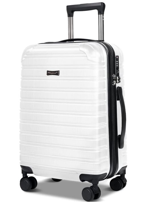 WHITE Feybaul Luggage Suitcase PC+ABS Hardshell Carry On Luggage with Spinner Wheels