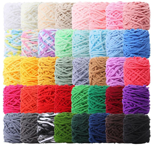 Buryeah 40 Skeins Soft Chenille Yarn 2187 Yards Blanket Yarn 40 Colors Velvet Thick Fluffy Plush Fluffy Yarn for Hand Knitting Crocheting Weaving Sweater Scarf Gloves DIY Crafts and Projects