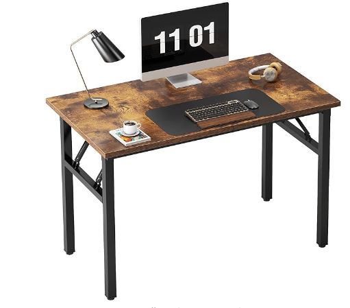 Need 39.4 inches Computer Desk for Small Space Small Folding Table Small Writing Desk Compact Desk Foldable Desk with BIFMA Certification, No Install Needed, Rustic Brown