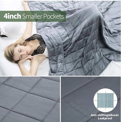 Uttermara Cooling Weighted Blanket 20 pounds for Adults, 60" x 80" Breathable Tencel Fabric Weighted Blankets Help You Fall Asleep Faster and Stay Sleep Longer, Dark Grey