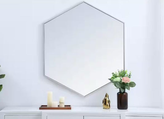 Medium Irregular Silver Modern Mirror (32 in. H x 38 in. W)