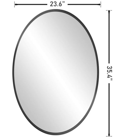 24×36in NXHOME Black Oval Mirror for Bathroom, Matte Metal Frame Modern Circle Mirrors, Wall Mounted Entryway Decorative Farmhouse Vanity Mirror 24×36in