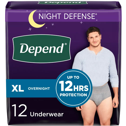 Depend Night Defense Incontinence Ropa interior desechable para hombres - Absorbencia nocturna