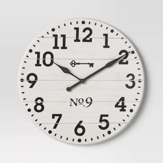 26" Farmhouse Wood Wall Clock White - Threshold