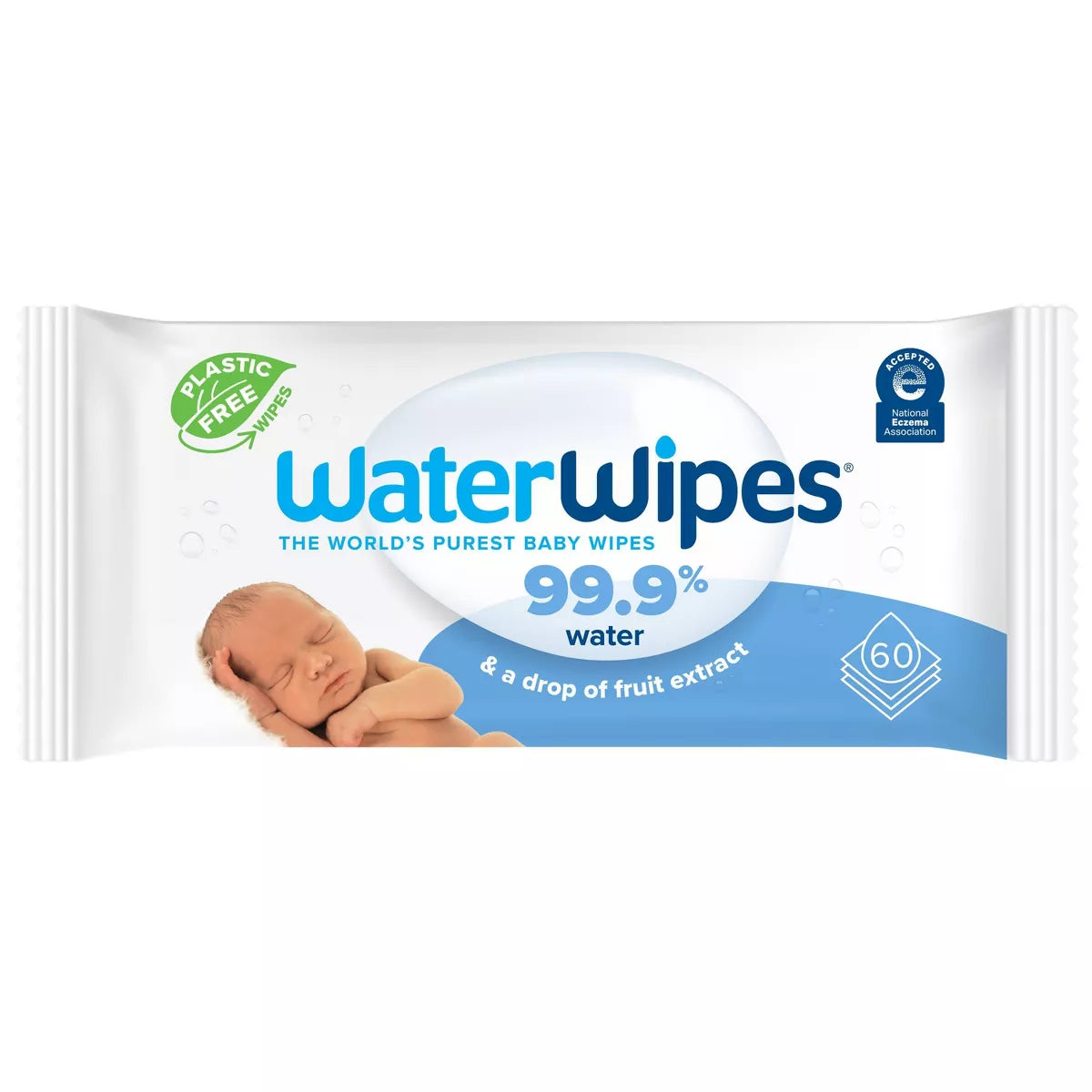 WaterWipes Plastic-Free Original Unscented 99.9% Water Based Baby Wipes