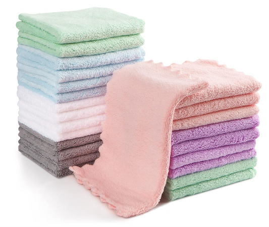 Orighty Baby Washcloths, Microfiber Coral Fleece Baby Face Towels, Soft and Absorbent Wash Cloths for Newborns, Infants and Toddlers, Gentle on Delicate Skin for Face Hands and Body, 7x9 Inch