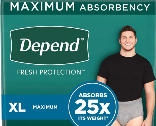 Depend Fresh Protection Ropa interior desechable para incontinencia para adultos para hombres - Máxima absorbencia - Gris