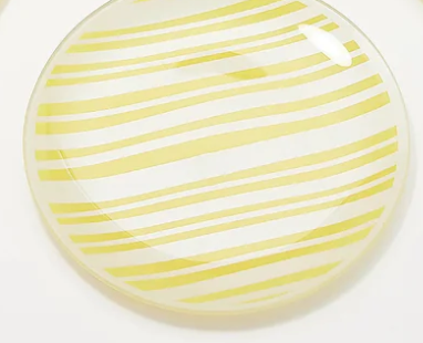 Temp-tations Stripe Plato de vidrio de 8", dorado