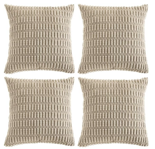 Fancy Homi 4 Packs Taupe Decorative Throw Pillow Covers 20x20 Inch for Living Room Couch Bed Sofa, Modern Farmhouse Boho Home Decor, Soft Plush Corduroy Square Cute Accent Cushion Case