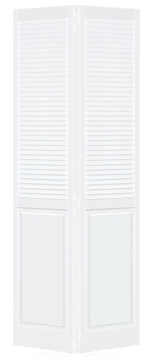 Puerta de armario, plegable, con panel de rejilla tradicional, núcleo sólido, sin terminar, 80 x 30 pulgadas, color blanco 