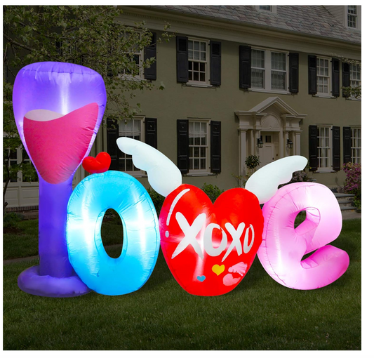 BLOWOUT FUN 7ft Long Inflatable Valentine Love Letters Decoration, LED Blow Up Lighted Decor Indoor Outdoor Holiday Art Decor Decorations