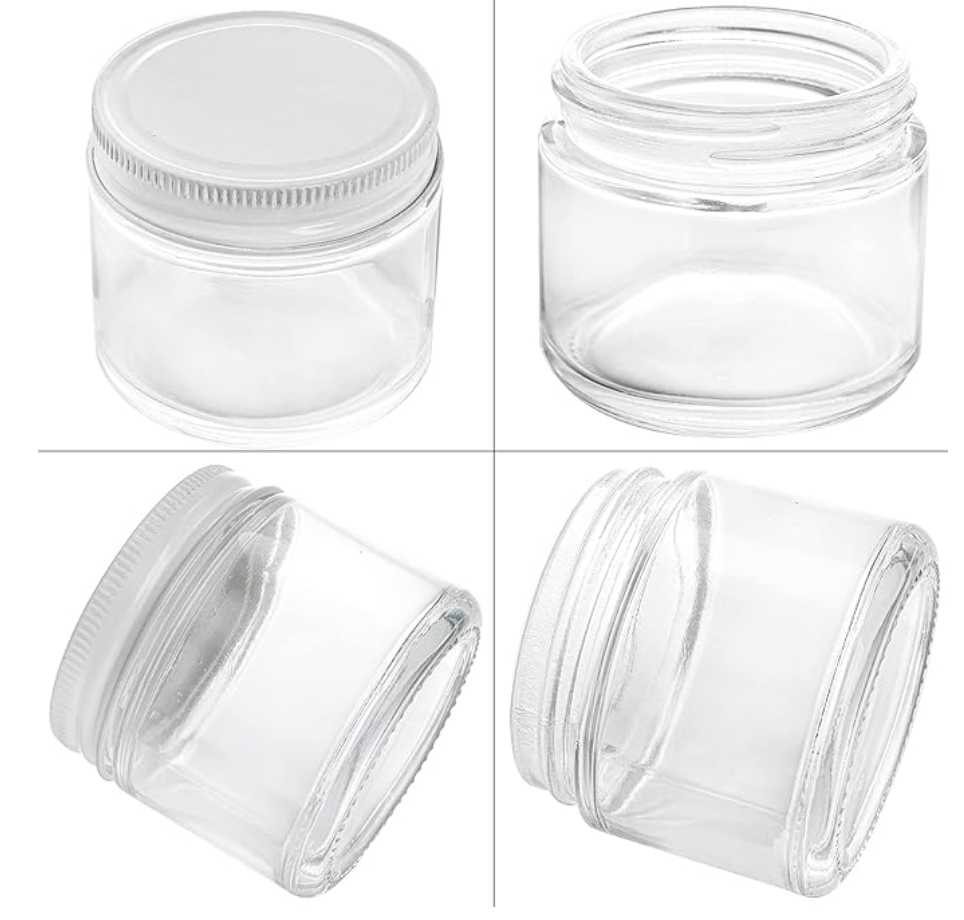 TOPZEA Small Glass Jar with Lid, 2 Oz Round Clear Straight Sided Canning Jars Spice Jars Mason Jars Food Container for Cream, Lotions, Ointments, Herbs, Spices and Wedding Favor