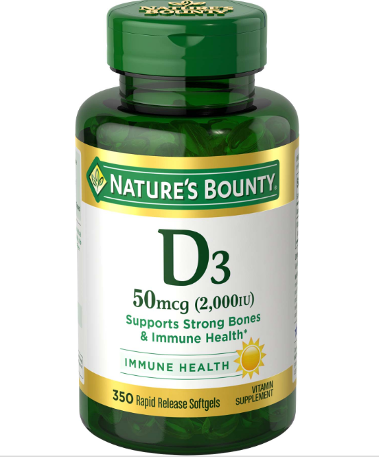 Nature’s Bounty Vitamin D3 2000 IU Softgels for Bone & Immune Support 350 Ct