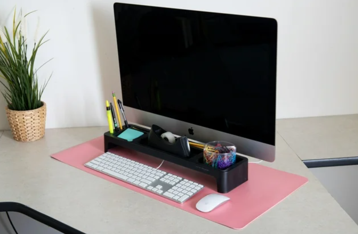 Mind Reader Office Desk Pad, Large Mousepad, Desk Protector, Non Slip Desk Mat, Desk Blotter, Gaming Mouse Pad, Pink, 16 x 32 in.