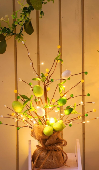 18" Lighted Easter Egg Tree Tabletop Decor with LED Light