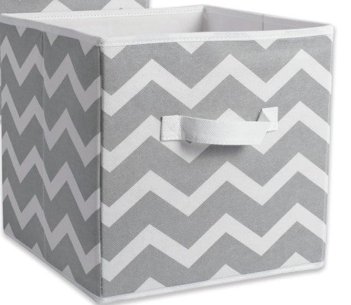 DII Non Woven Polyester Storage Bin, Chevron, Gray, Small