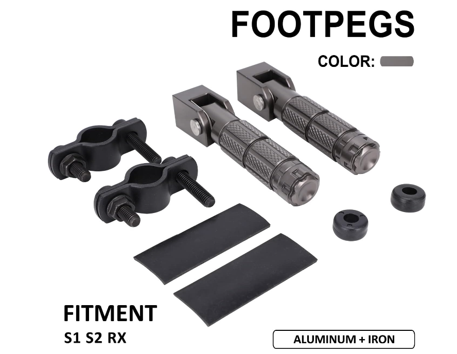 Reposapiés con soporte de montaje Reposapiés de aluminio CNC para motocicleta para bicicleta eléctrica Super 73 S1/S2/RX -Titanio 