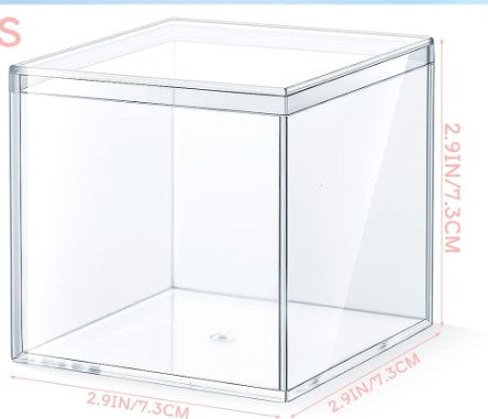 Caja de acrílico transparente con tapa de 2,9 x 2,9 x 2,9" 