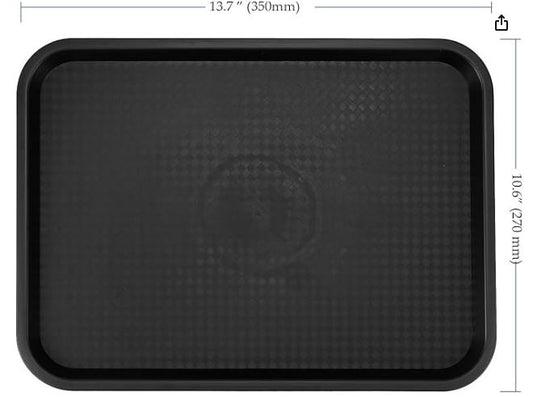 Black Plastic Fast Food Tray, 14 x 10 Inch Plastic Cafeteria Trays with Textured Surface, Rectangular Fast Food Serving Trays for Serving and Carrying Food in Restaurant Cafeteria