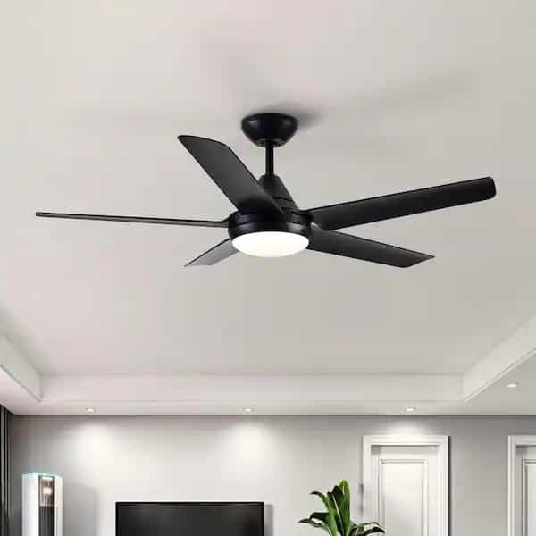 YUHAO D1085BK482 48 IN. LED INDOOR MATTE BLACK CEILING FAN WITH INTEGRATED LIGHT KIT AND REMOTE CONTROL