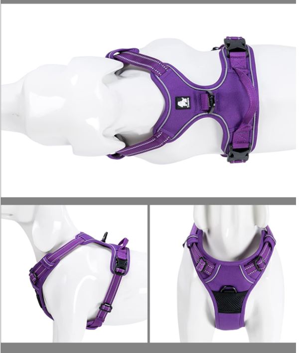 XS TRUE LOVE Adjustable No-Pull Dog Harness Reflective Pup Vest Harnesses Comfortable Control Brilliant Colors Truelove TLH5651(Purple,XS) Product Name