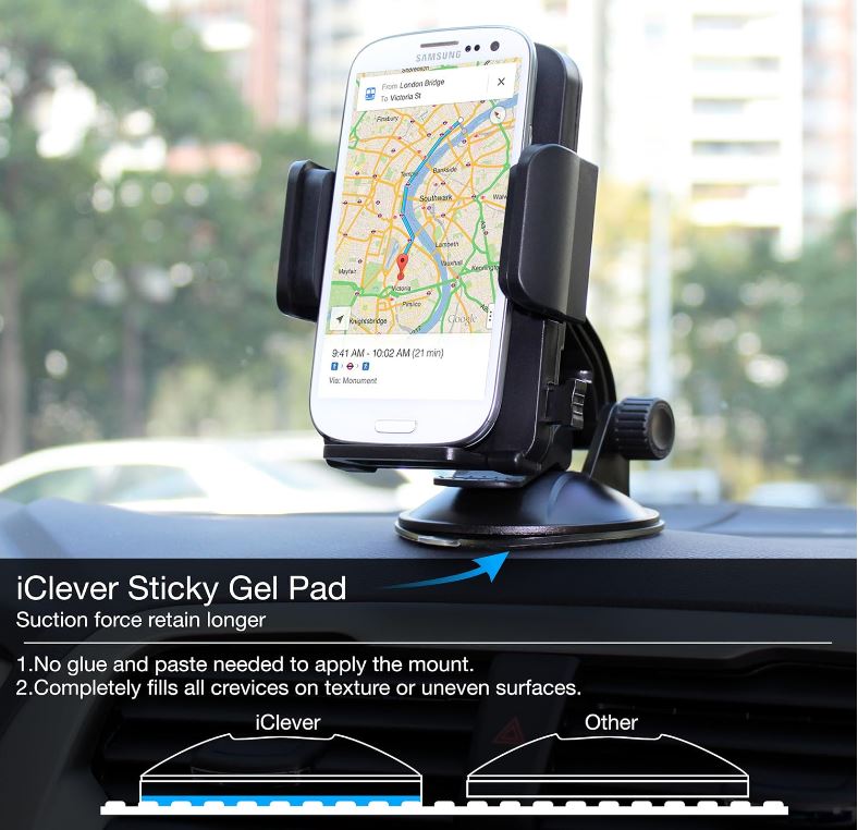 iClever Car Mount 360 Degree Rotation Universal Phone Holder, Windshield Dashboard Car Cradle