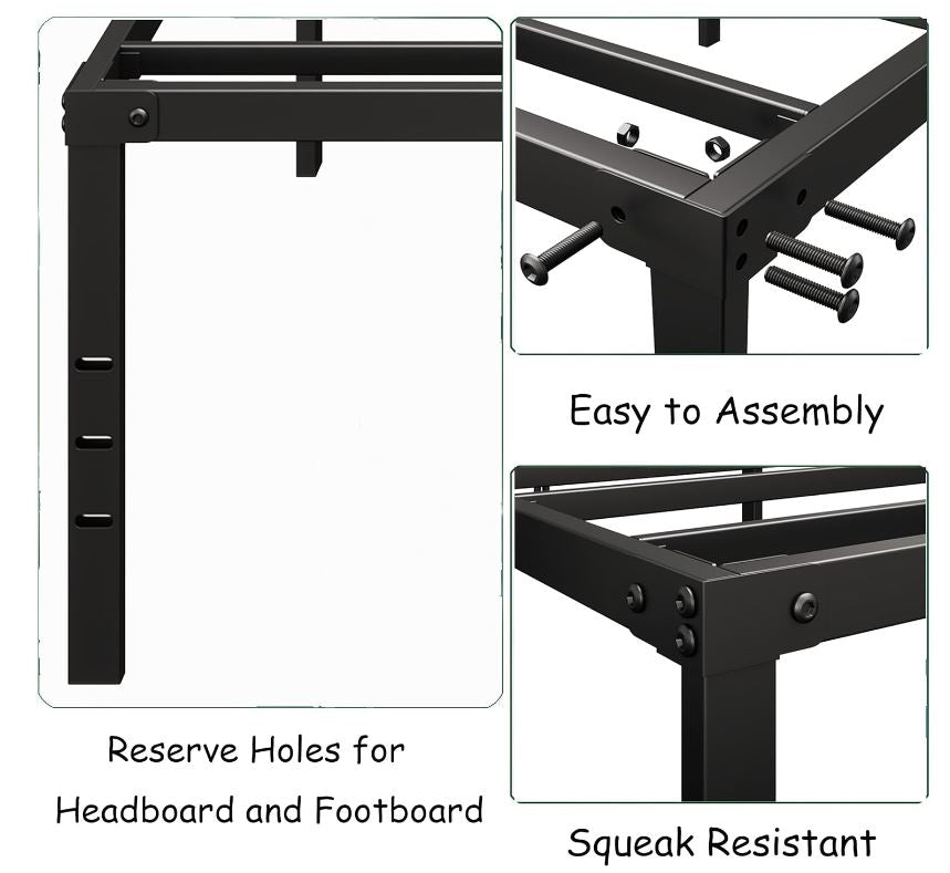 Heavy-Duty King Metal Bed Frame, 18 inch Tall, Black, 3500 lbs Weight Capacity, No Box Spring Needed, Easy Assembly, Noise-Free