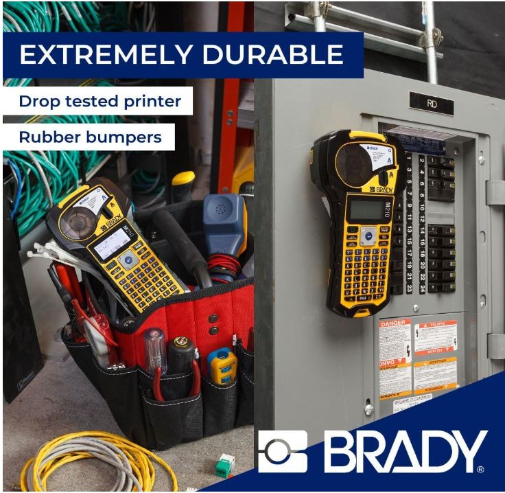 Brady M210 Portable Label Printer Bundle with B595 All-Weather Vinyl Label Roll | Create Labels for Indoor & Outdoor Use