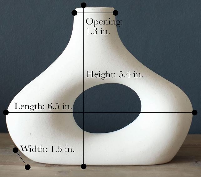 Donut Vase - Minimalist Nordic, White Ceramic Hollow Donut Vase Decor | Table Centerpiece, Olive Plant, Wedding, Living Room, Bookshelf, Office, Modern Home, Entryway, Console