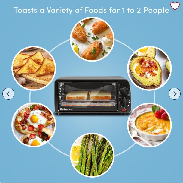 Elite Gourmet 2-Slice Toaster Oven with Timer