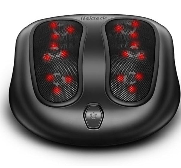 Nekteck Foot Massager with Heat, Shiatsu Heated Electric Kneading Foot Massager Machine for Plantar Fasciitis, Built-in Infrared Heat Function and Power Cord (Black)