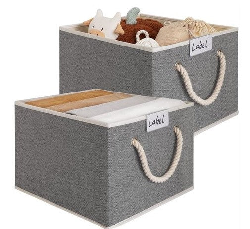 2PK LoforHoney Home Fabric Storage Baskets for Shelves, Foldable Storage Baskets