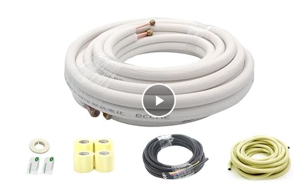 33 Ft Mini Split Line Set,Air Conditioning Copper Tubing Pipe Extension,1/4" & 3/8" 3/8" PE Thickened for AC and Heating Equipment Insulated with Nuts. (1/4+3/8)