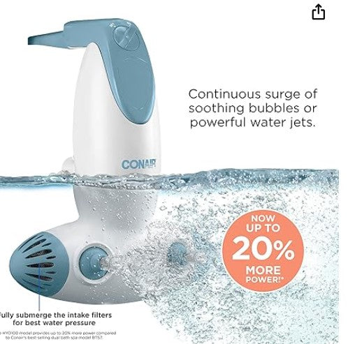 Conair Jet Hydro Spa - Portable Bath Spa with Dual Hydro Jets for Tub - Bath Spa Jet for Tub Creates Soothing Bubbles and/or Massage - Spa Bath for at Home Use