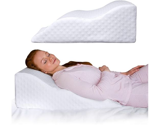 Wedge Pillow for Sleeping -Post Surgery Pillow -Unique Curved Design -Memory Foam- Incline Pillow for Elevation,Pregnancy,Reading,Back & Knee Support,Breathing –,Washable Cover