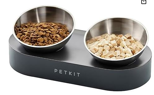 PETKIT Raised Dog Cat Food Bowl 304 Stainless Steel, Elevated Pet Food and Water Bowl Dishes, Elevated Cat Bowls, Non-Slip Tilted Cat Bowl No Spill