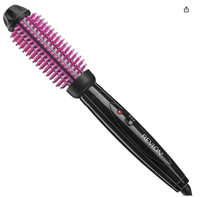 REVLON Silicone Bristle Heated Hair Styling Brush, Black, 1 inch barrel