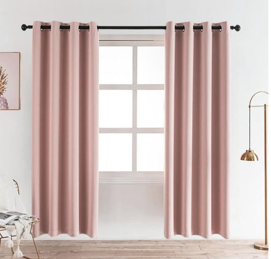 MANGATA CASA Pink Blackout Curtains Grommets 2 Panels for Bedroom,Thermal Window Curtain Drapes for Living Room Darking Drapes(Pink,52x96inch)