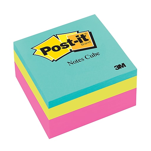 Post-it® Notes Cube, 3" X 3" - Assorted Colors, 400 Sheets/Cube