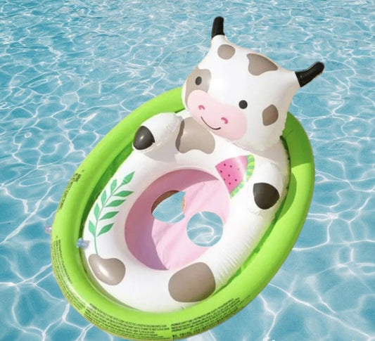 Flotador inflable para piscina para bebés Water Sun &amp; Fun - Vaca, 32 x 22 pulgadas 0-1 años