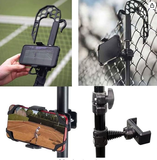 Tennis Pickleball Fence Mount, Tennis Practice Equipment,Phone Camera Holder Accessories to Record Stream and Relive Your Tennis Matches