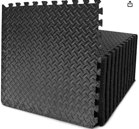 BEAUTYOVO Puzzle Exercise Mat with 24 Tiles Interlocking Foam Gym Mats, 24'' x 24'' EVA Foam Floor Tiles, Protective Flooring Mats for Gym Equipment