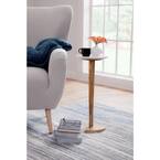 Carver Genuine White Marble Top Accent Table with Solid Wood and Metal Base