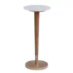 Carver Genuine White Marble Top Accent Table with Solid Wood and Metal Base